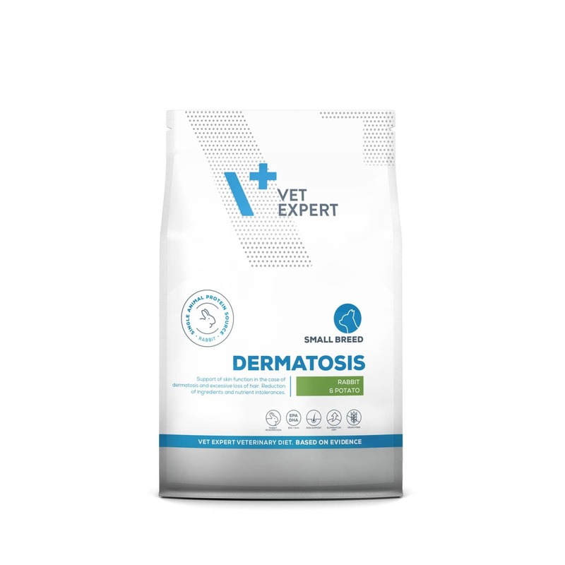 VetExpert VD Dermatosis Small Breed veterinārā suņu barība ādai ar trusi 8 kg