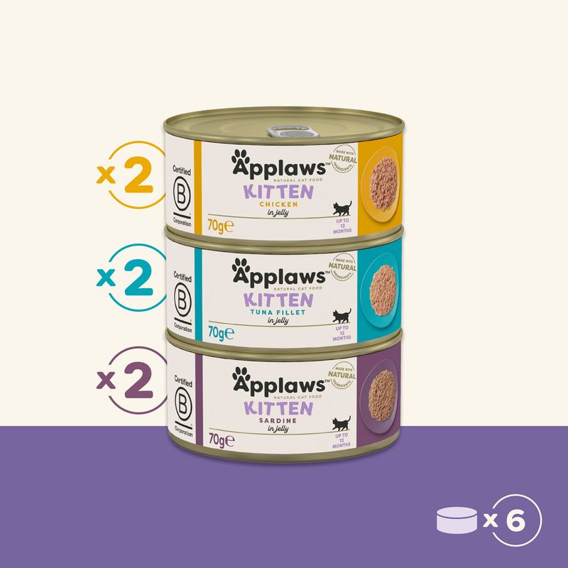 APPLAWS CAT KITTEN MULTIPACK JELLY konservi kaķēniem 6x 70g