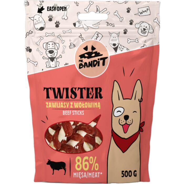 MR.BANDIT TWISTER BEEF gardums suņiem Liellopa nūjiņas 16cm 500g
