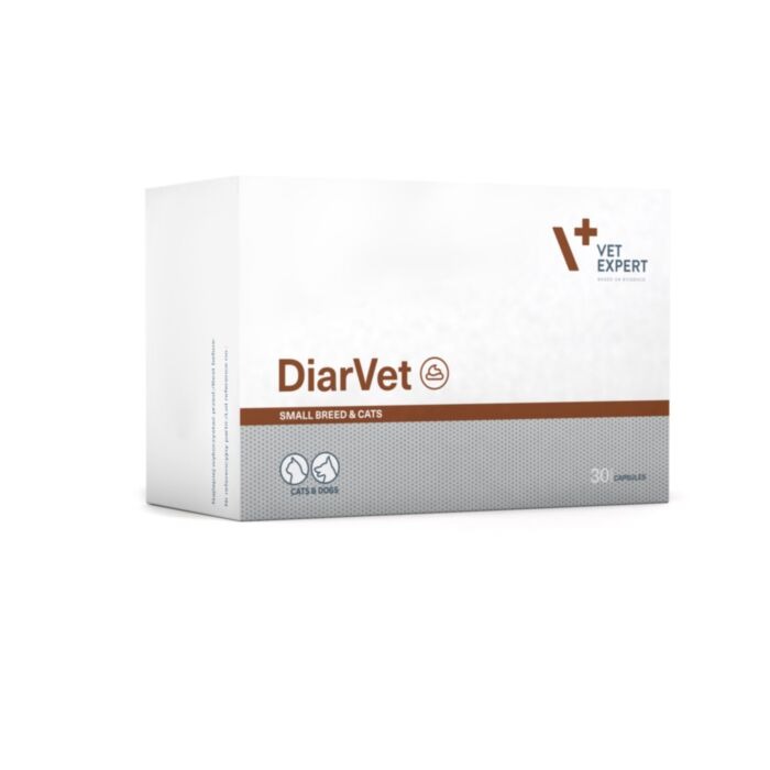 VetExpert DiarVet Small Breed kapsulas pret caureju maziem suņiem un kaķiem N30