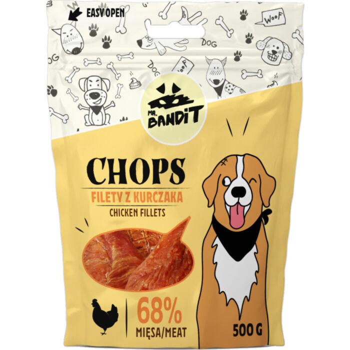 MR.BANDIT CHOPS CHICKEN gardums suņiem Vistas fileja 500g