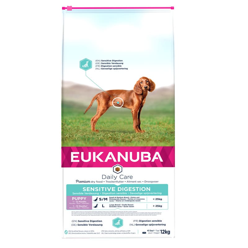 EUKANUBA DOG PUPPY ALL SENSITIVE DIGESTION barība kucēniem 12kg