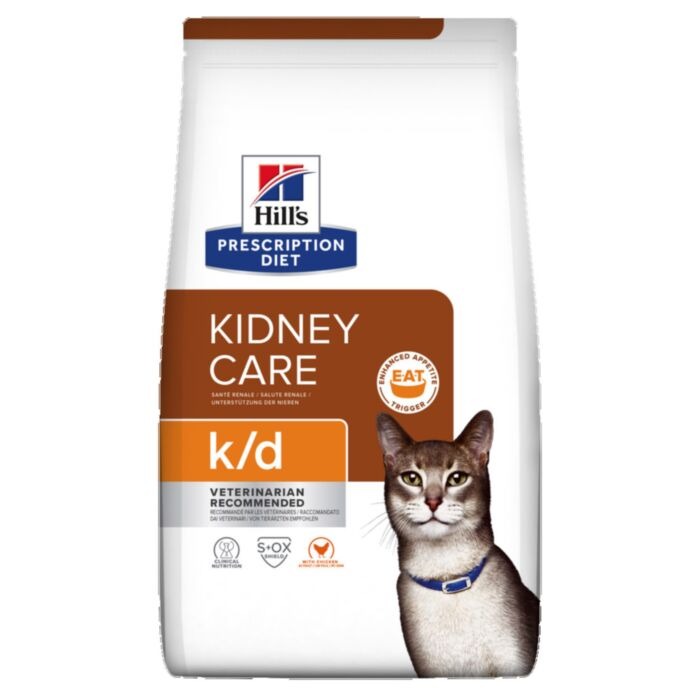 Hill’s Prescription Diet K/D Kidney Care veterinārā kaķu barība nierēm ar vistu 300 g