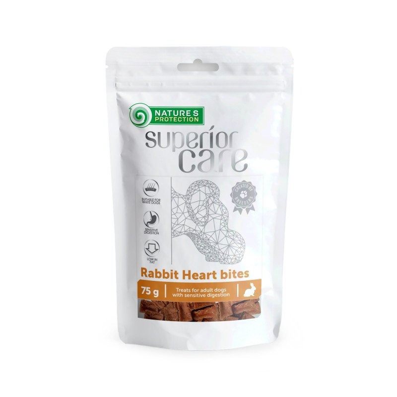 NATURE'S PROTECTION SUPERIOR SNACK RABBIT HEART gardums suņiem Truša sirsniņas 75g