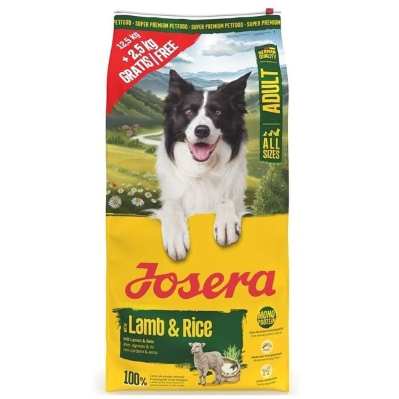 Josera Lamb & Rice sausā suņu barība jutīgai gremošanai ar jēru un rīsiem 15 kg