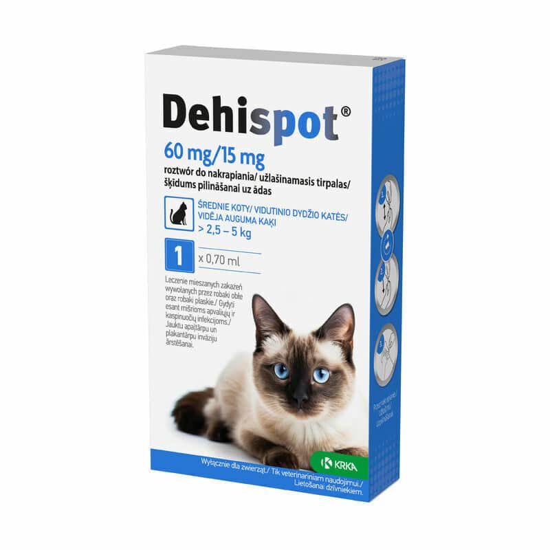 Dehispot Spot-on attārpošanas pilieni kaķiem 60/15 mg 0.7 ml 2.5–5 kg N1