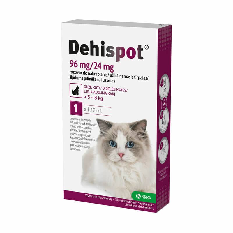 Dehispot Spot-on attārpošanas pilieni kaķiem 96/24 mg 1.12 ml 5–8 kg N1