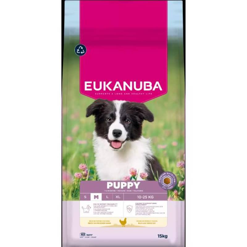 EUKANUBA DOG PUPPY MEDIUM CHICKEN sausā barība kucēniem 15kg