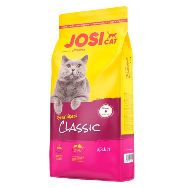 JosiCat Classic Sterilised sausā kaķu barība sterilizētiem kaķiem ar lasi 10 kg