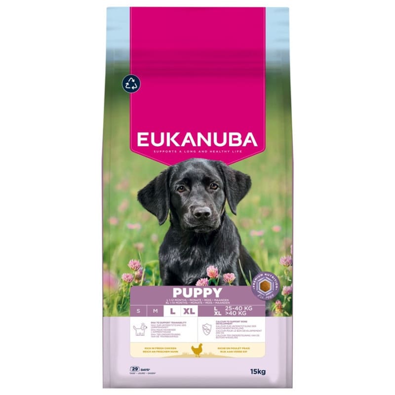 EUKANUBA DOG PUPPY LARGE CHICKEN sausā barība kucēniem 15kg