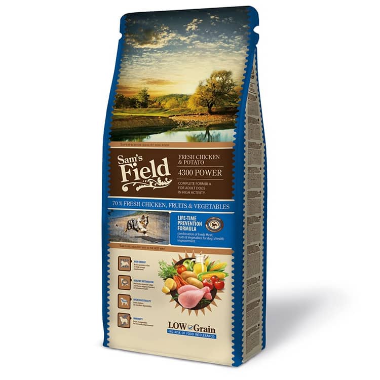 Sam’s Field Adult Power 4300 sausā suņu barība ar vistu 13 kg