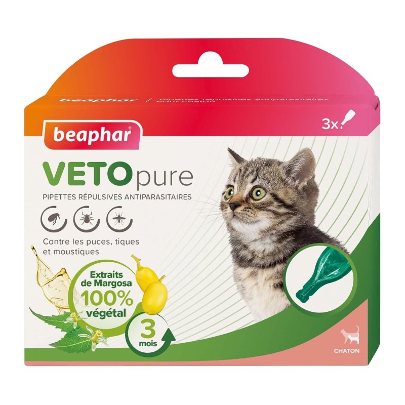 Beaphar Veto Pure pilieni pret blusām un ērcēm kaķēniem N3