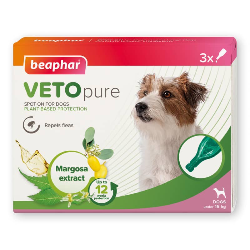 Beaphar Veto Pure pilieni pret blusām un ērcēm suņiem līdz 15 kg N3