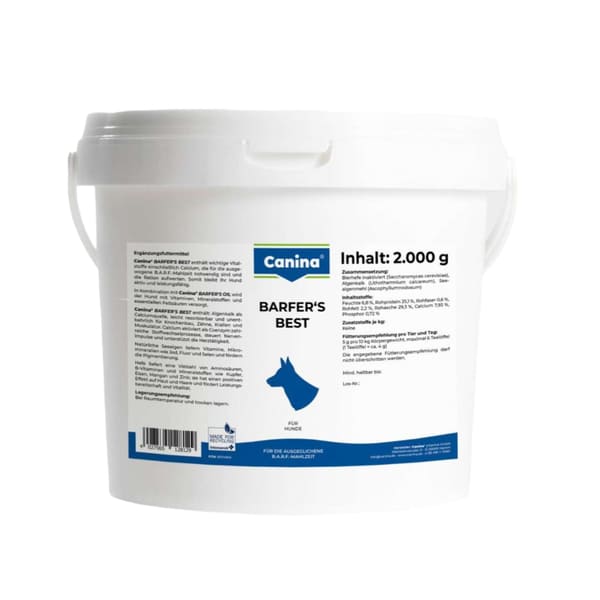 CANINA BARFER`S BEST papildbarība suņiem 100% dabiskas Minerālvielas, vitamīni 2kg