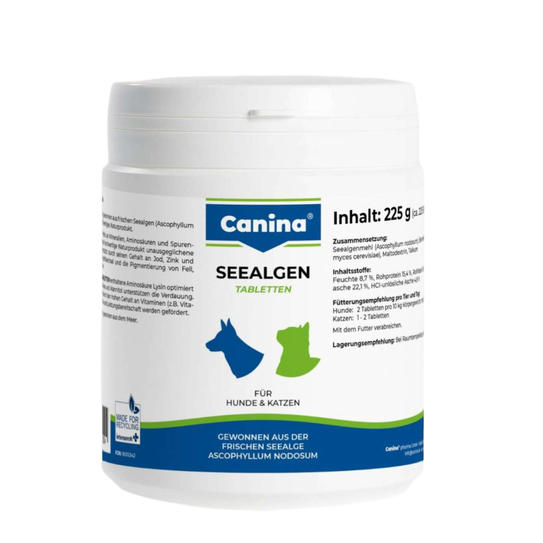 Canina Seealgen Tabs jūras aļģes tabletes spalvai suņiem un kaķiem 225 g N225