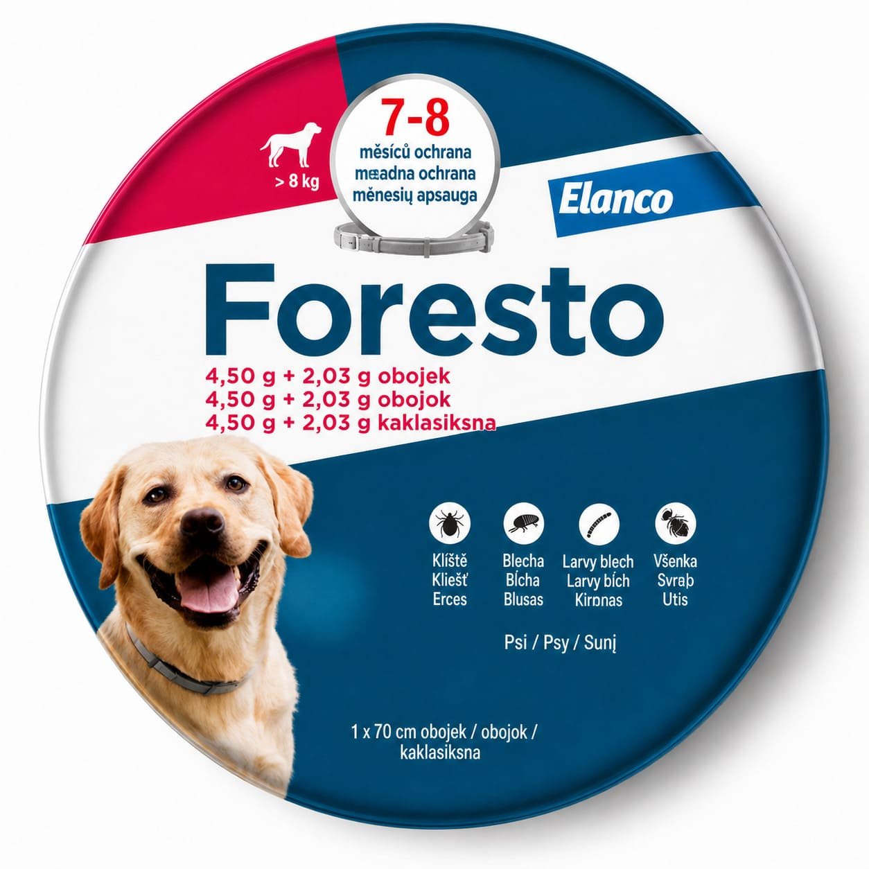 Foresto pretblusu un pretērču kaklasiksna suņiem virs 8 kg 70 cm N1