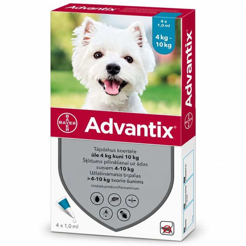 Advantix pretblusu pilieni suņiem 4–10 kg 100/500 mg N4