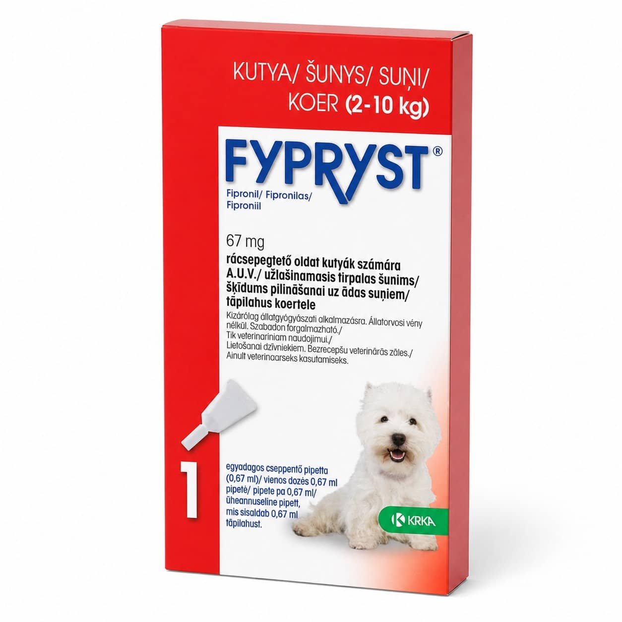 Fypryst pretblusu un pretērču pilieni suņiem 2–10 kg 67 mg N1