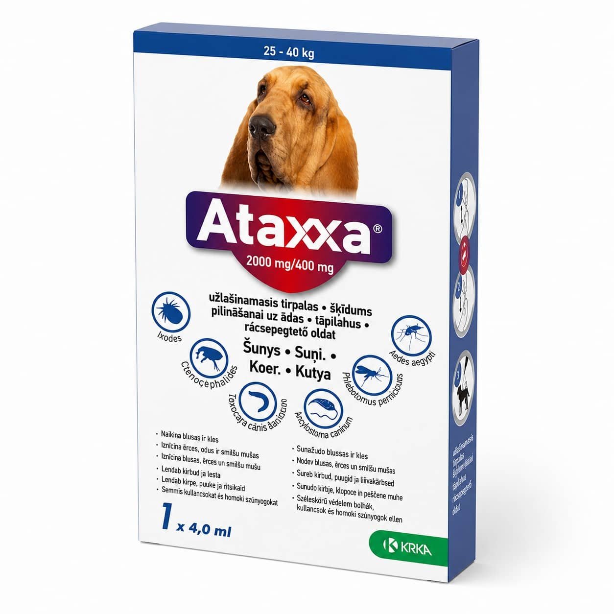 Ataxxa pretblusu un pretērču pilieni suņiem virs 25 kg 2000/400 mg N1