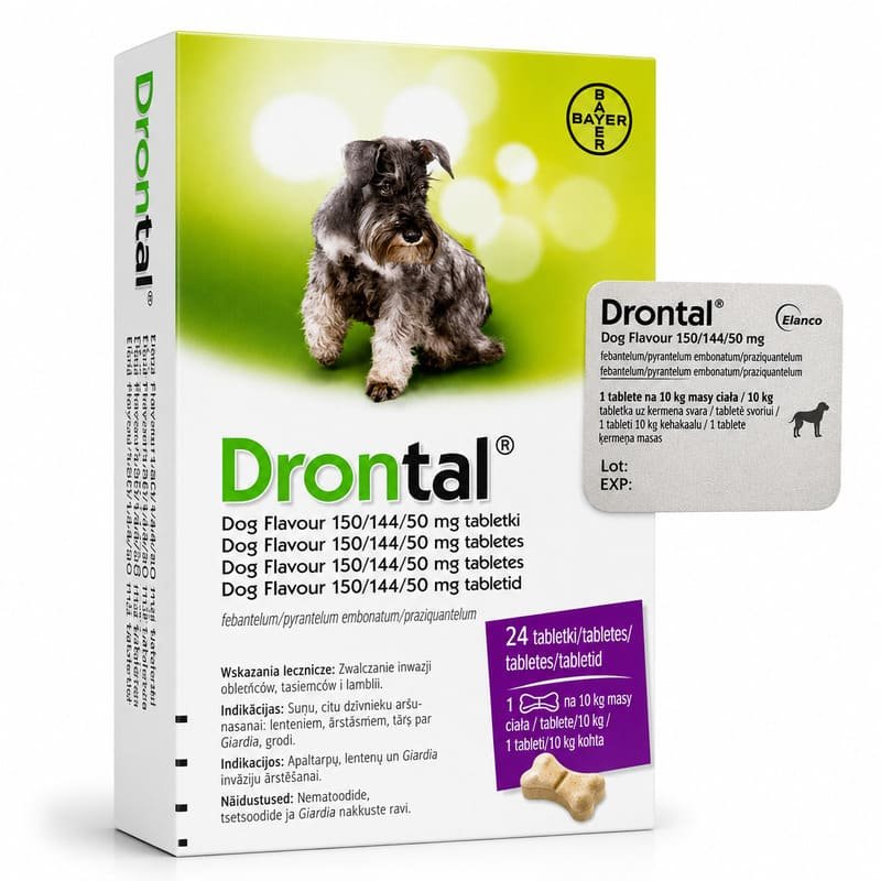 Drontal Dog attārpošanas tabletes suņiem līdz 10 kg 150/144/50 mg N1