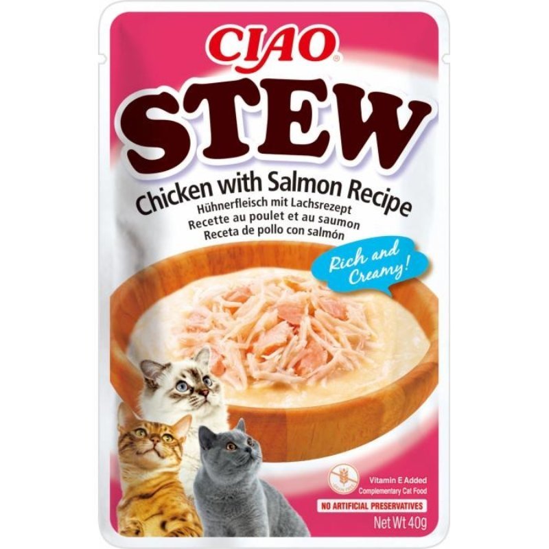 Churu Stew Chicken & Salmon gardums kaķiem ar vistu un lasi 40 g