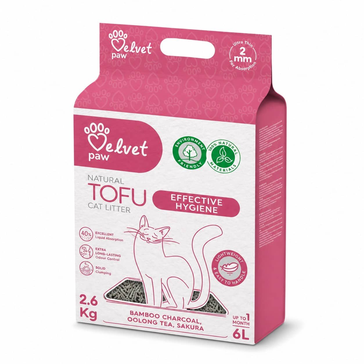 Velvet Paw Sakura tofu pakaiši kaķiem ar sakuras aromātu 2.6 kg 6 L