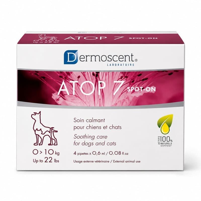 Dermoscent ATOP 7 pilieni niezošai un kairinātai ādai suņiem un kaķiem līdz 10 kg 0.6 ml N4