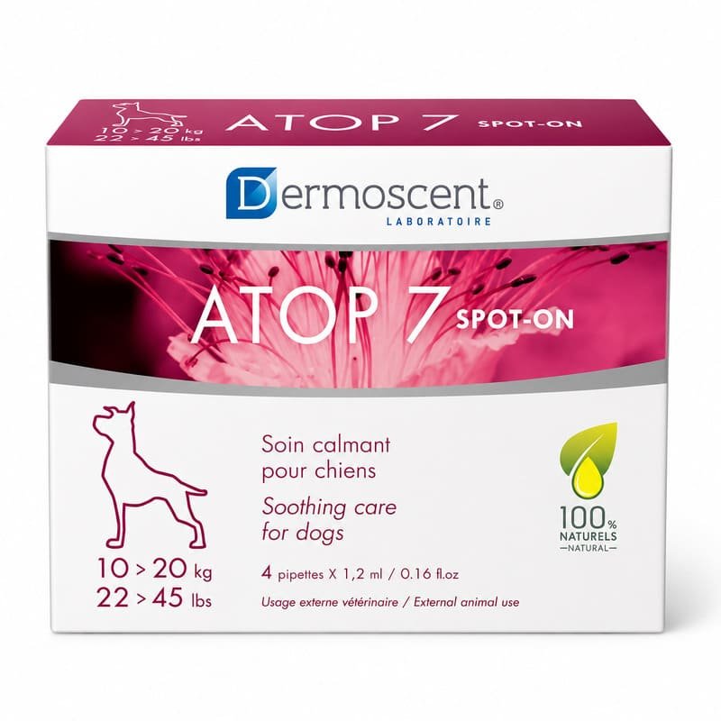 Dermoscent ATOP 7 pilieni niezošai un kairinātai ādai suņiem 10–20 kg 1.2 ml N4