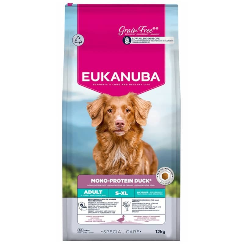 Eukanuba Mono Protein Duck bezgraudu suņu barība ar pīli 12 kg