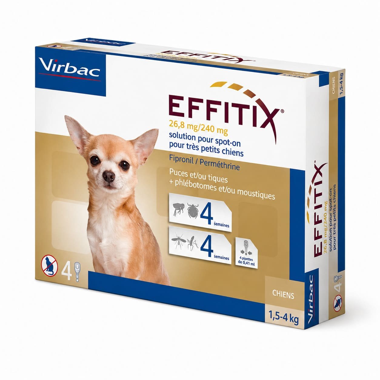 Effitix pretblusu un pretērču pilieni suņiem 1.5–4 kg 26.8/240 mg N4