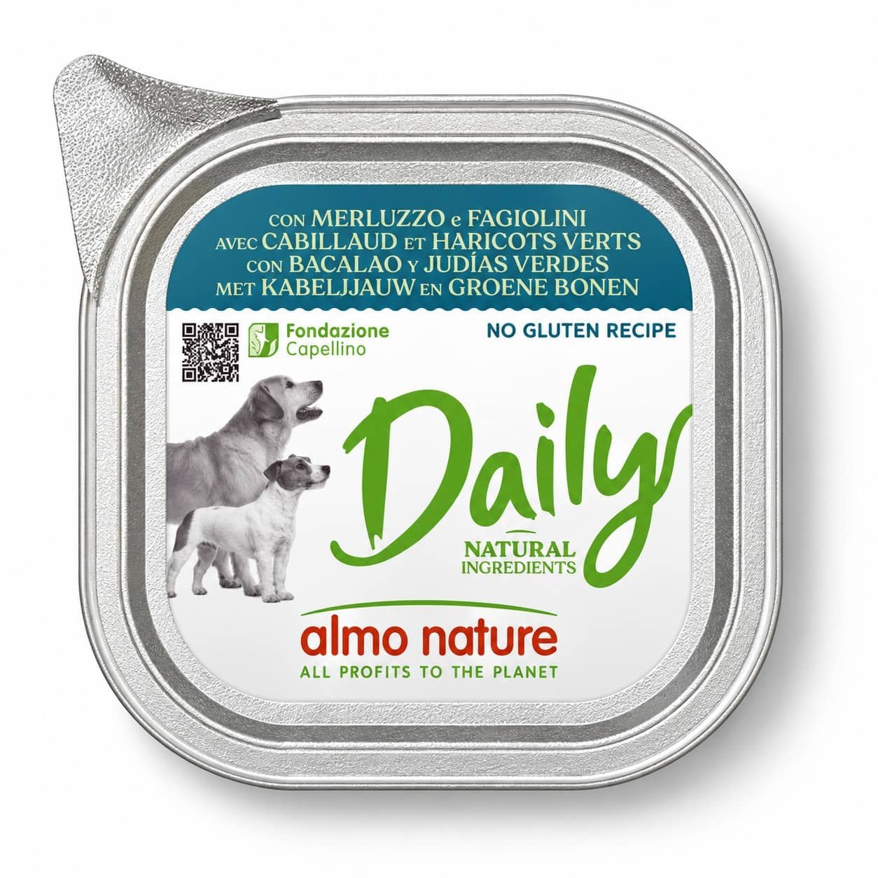 Almo Nature Daily Cod konservi suņiem ar mencu un pupiņām 100 g
