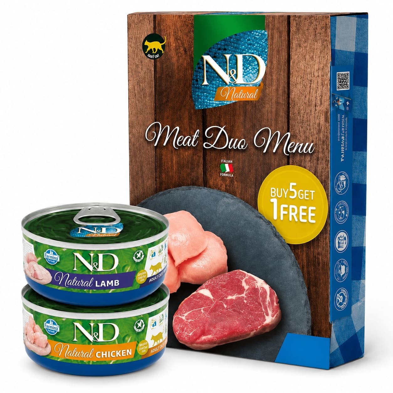 Farmina N&D Meat Duo konservi kaķiem ar vistu un jēru 70 g N6