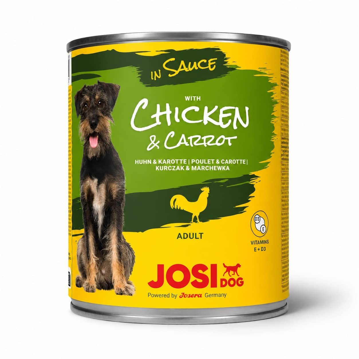Josera JosiDog Sauce Chicken & Carrot konservi suņiem ar vistu un burkāniem mērcē 830 g