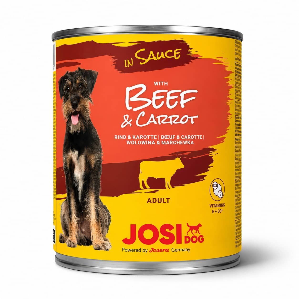 Josera JosiDog Sauce Beef & Carrot konservi suņiem ar liellopu un burkāniem mērcē 830 g