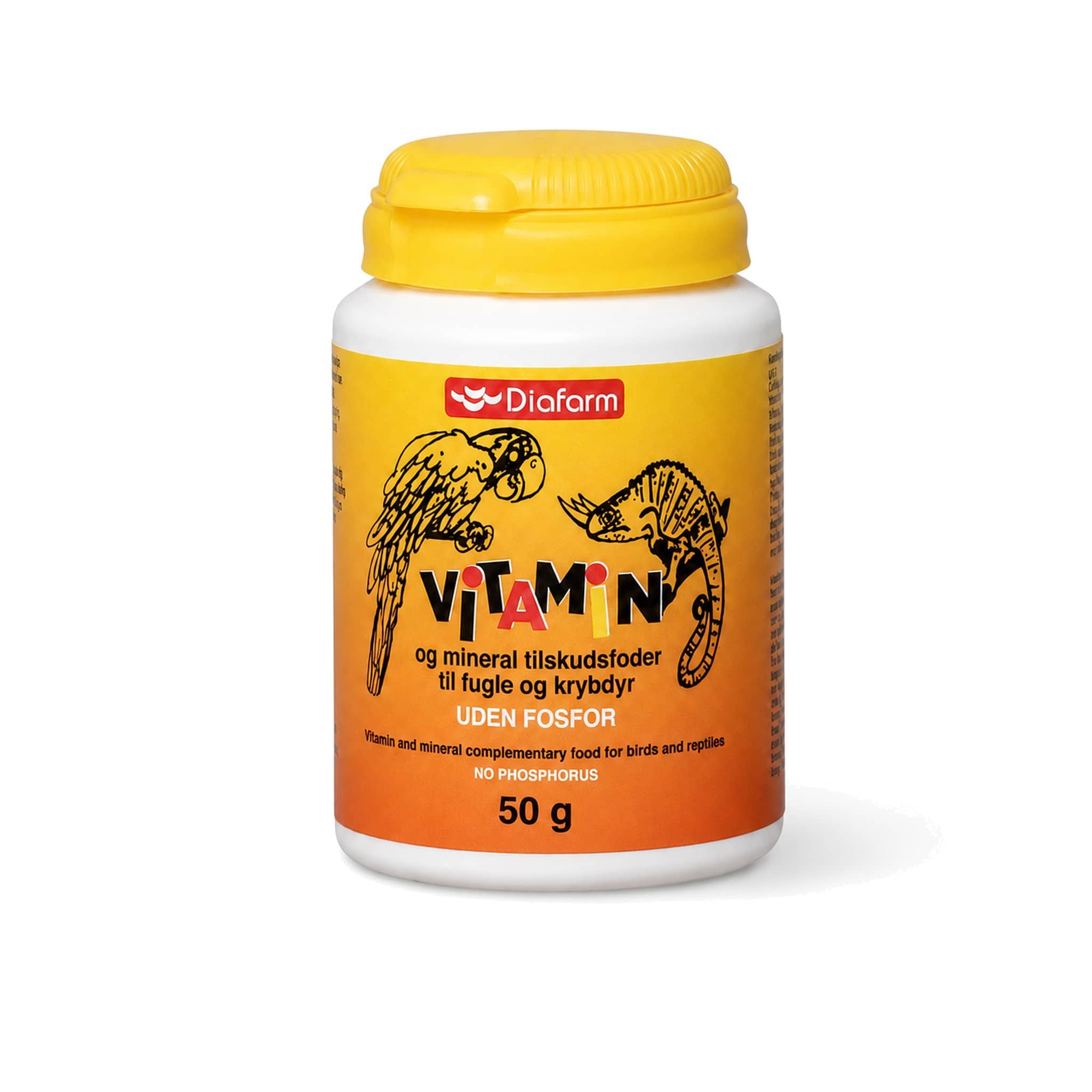 Diafarm Vitamin bezfosfora vitamīni un minerālvielas putniem un reptiļiem 50 g