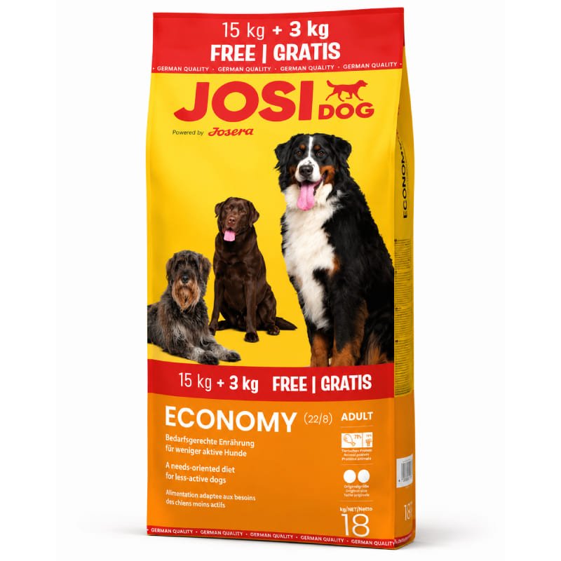 Josera JosiDog Economy sausā suņu barība pieaugušiem suņiem 15 kg + 3 kg