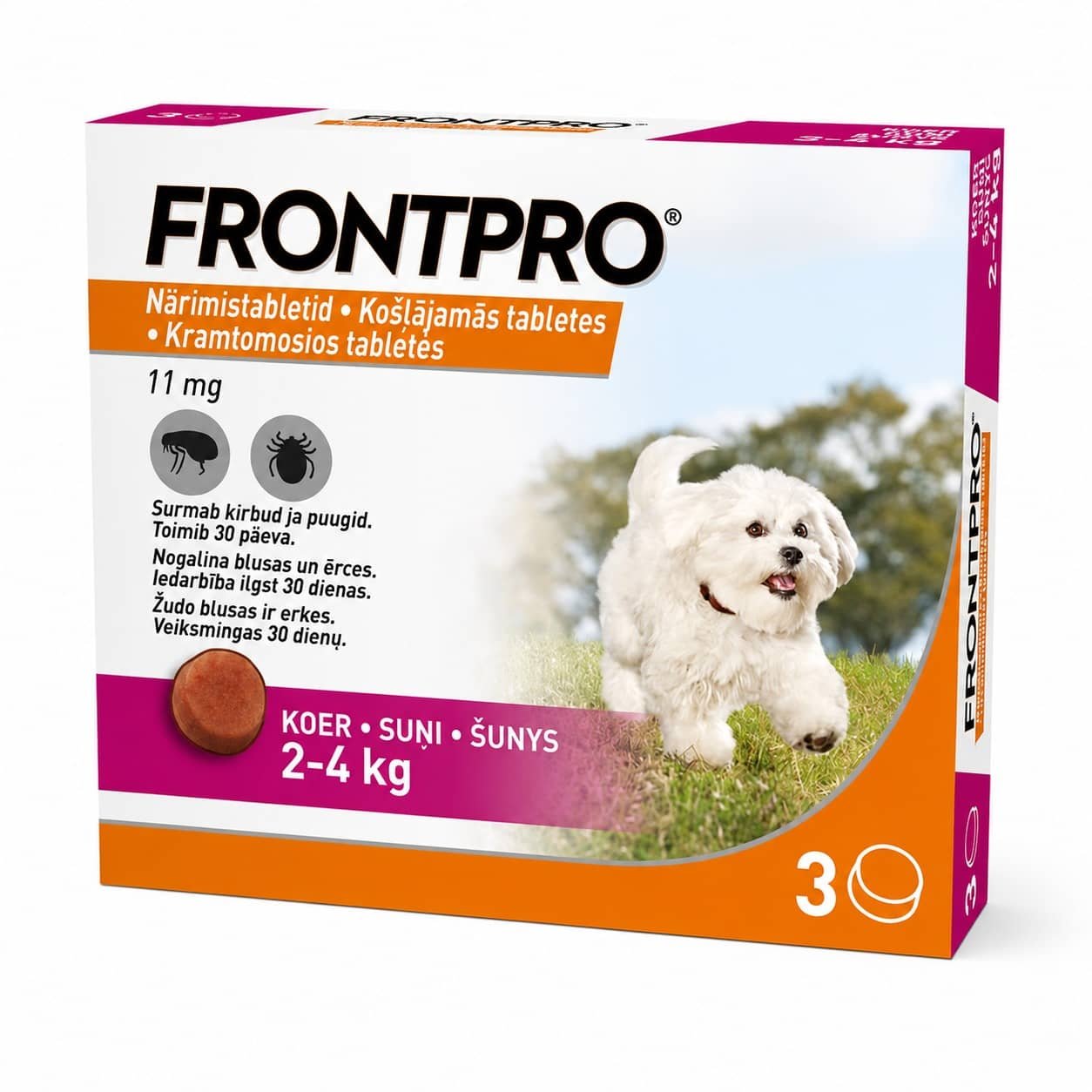 Frontpro pretblusu un pretērču košļājamās tabletes suņiem 2–4 kg 11 mg N3