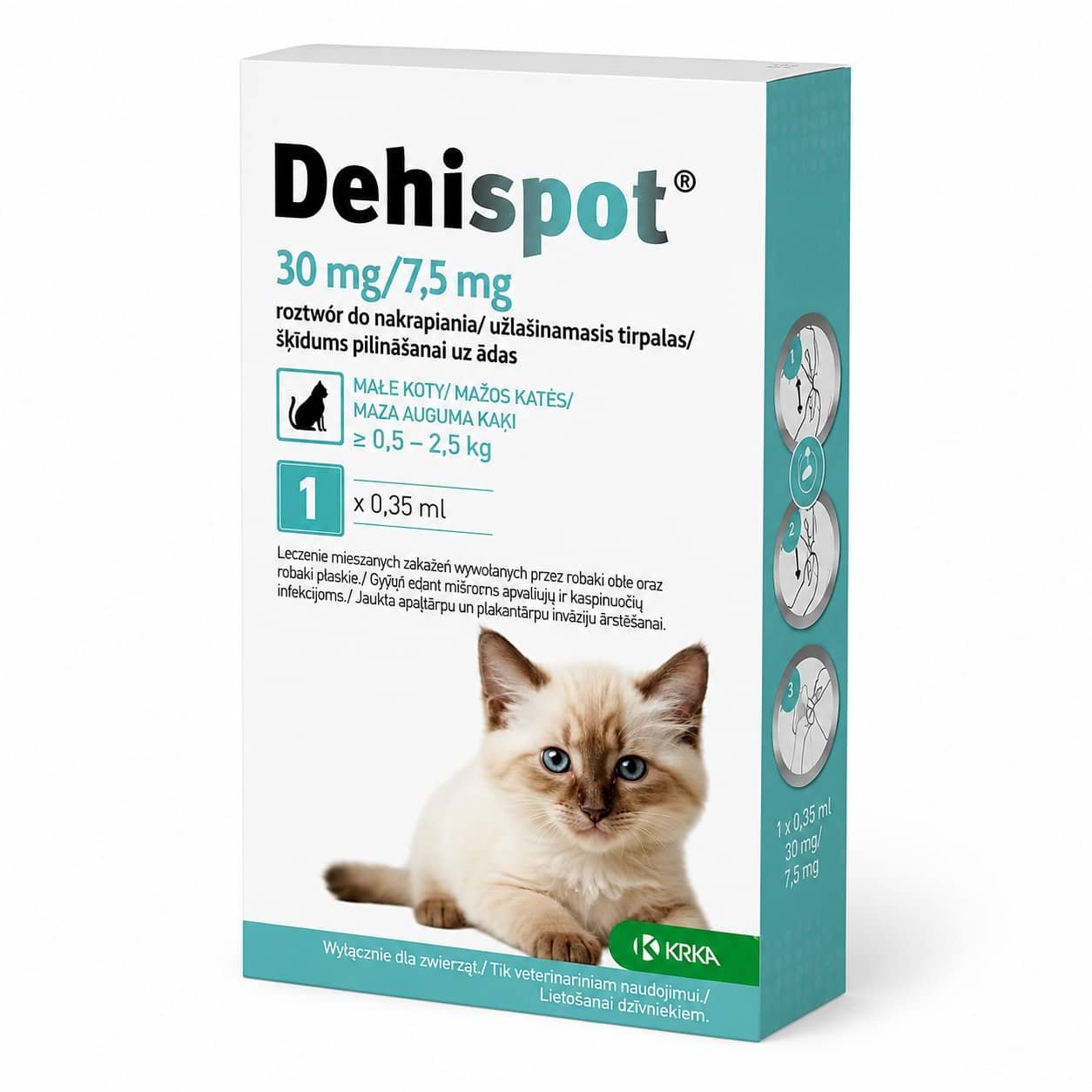 Dehispot Spot-on attārpošanas pilieni kaķiem 0.5–2.5 kg 30/7.5 mg 0.35 ml N1