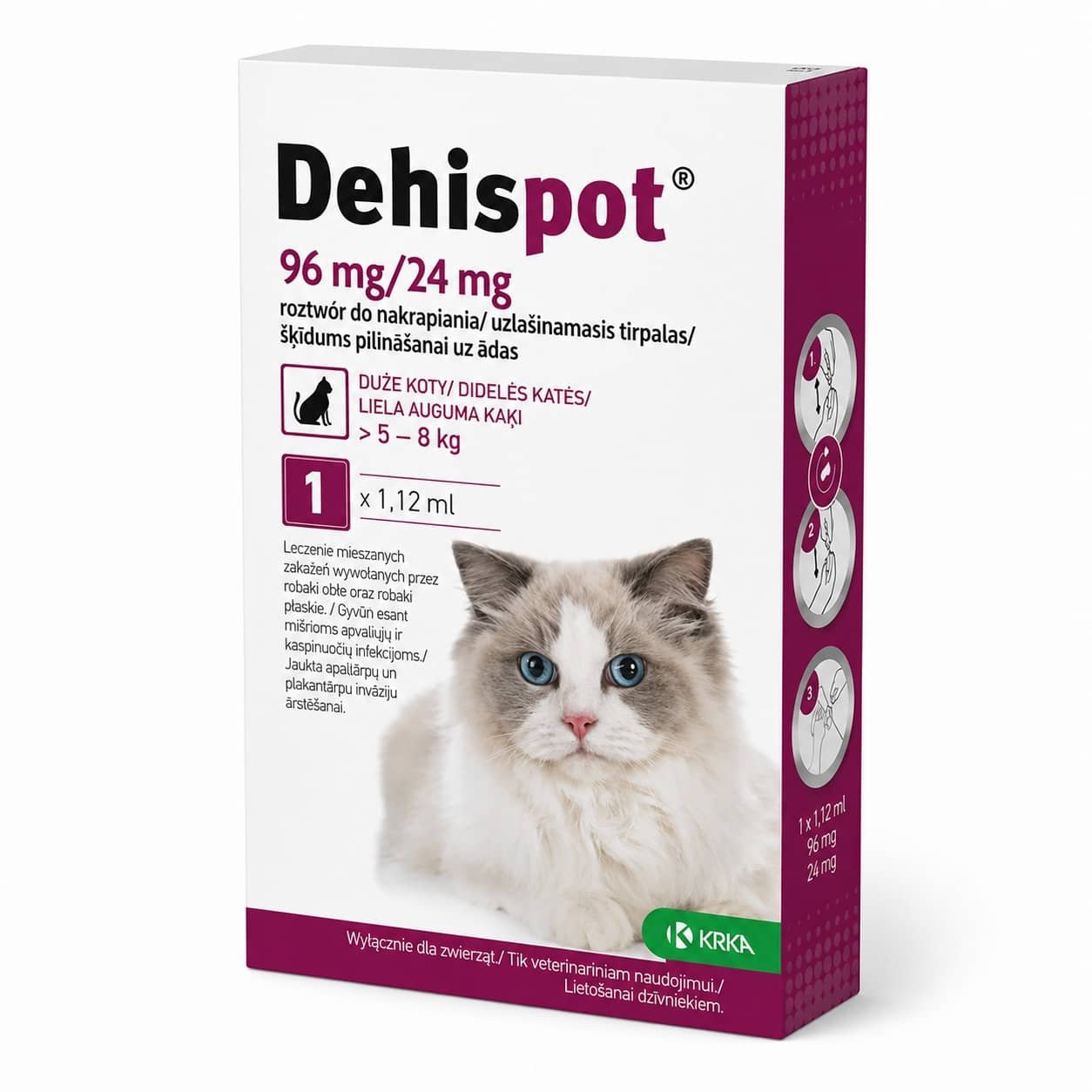 Dehispot Spot-on attārpošanas pilieni kaķiem 5–8 kg 96/24 mg 1.12 ml N1