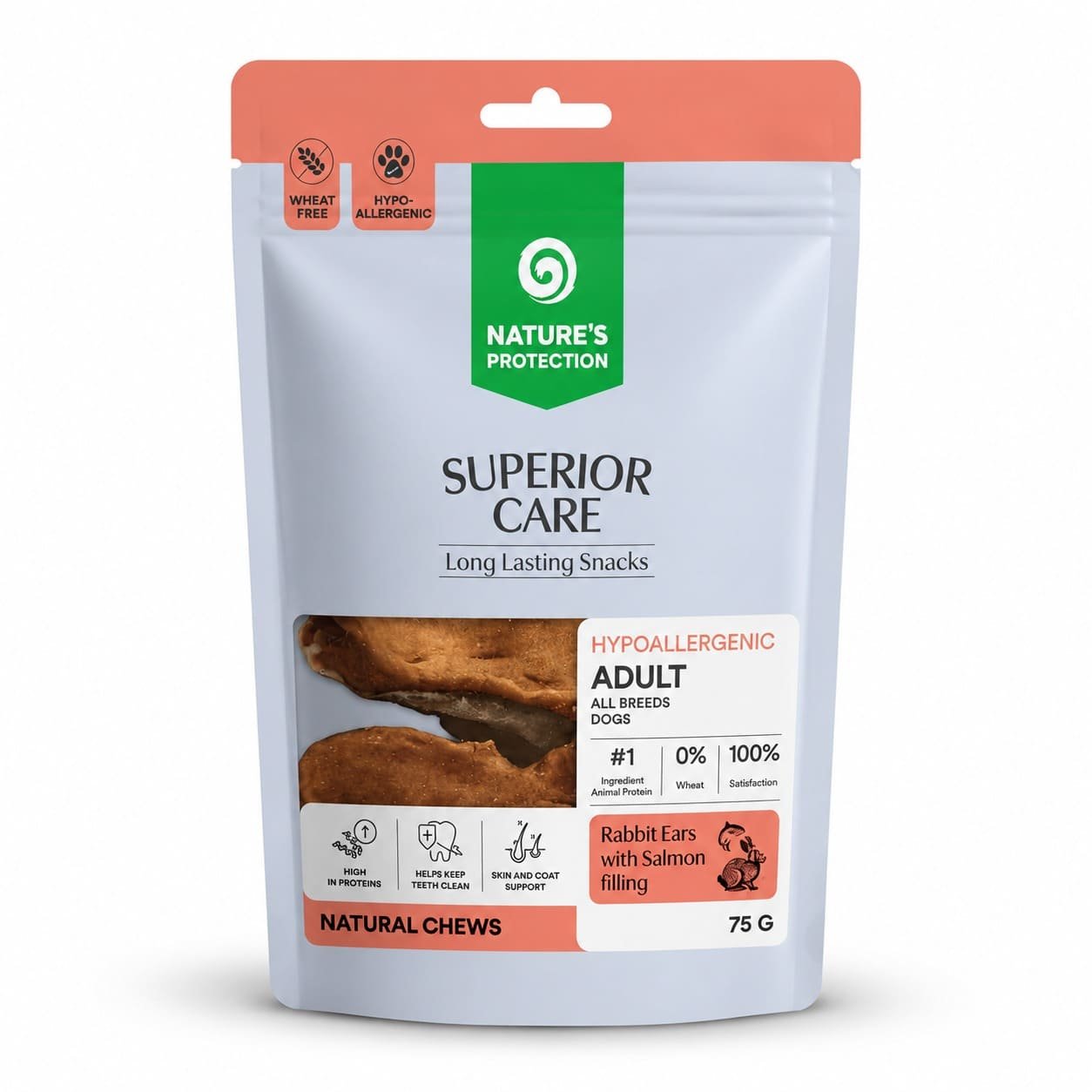 Nature's Protection truša ausis suņiem ar laša pildījumu 75 g