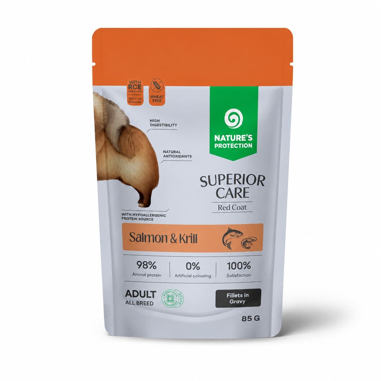 Nature's Protection Superior Care Red konservi rudiem suņiem ar lasi un krilu 85 g
