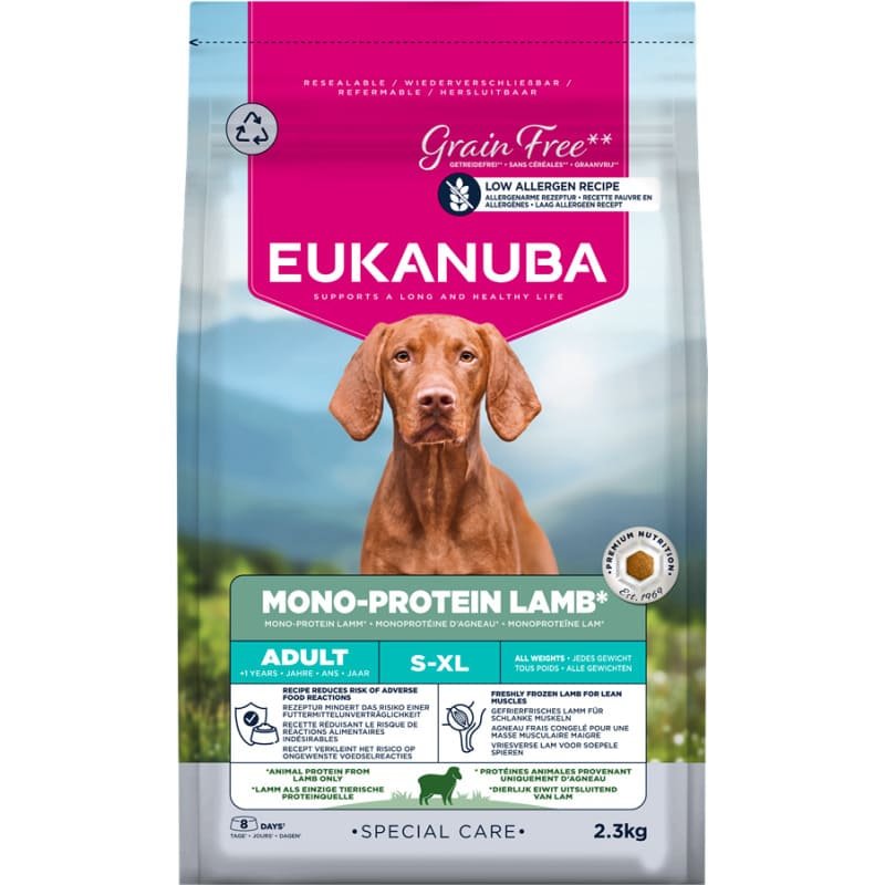 Eukanuba Mono Protein Lamb bezgraudu suņu barība ar jēru 2.3 kg