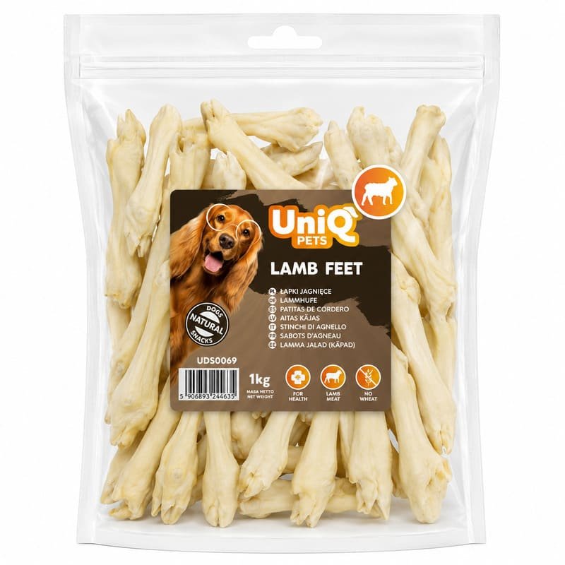 UniQ Pets Lamb Feet kaltētas jēra kājas suņiem 1 kg