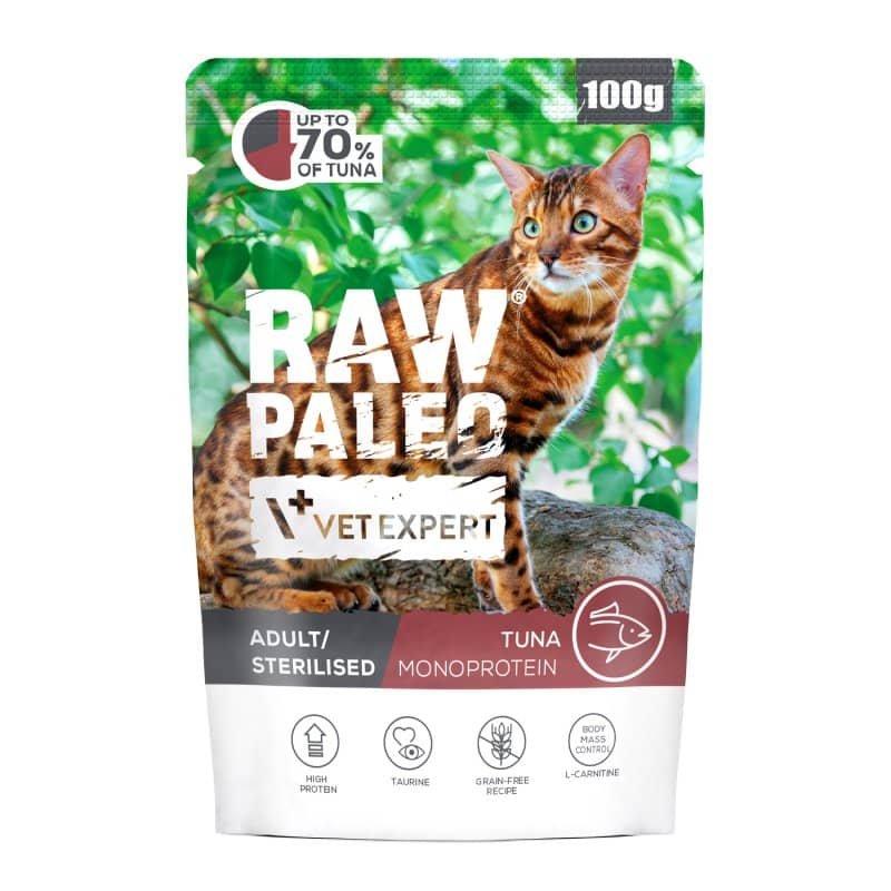 Raw Paleo Sterilised Tuna konservi sterilizētiem kaķiem ar tunci 100 g