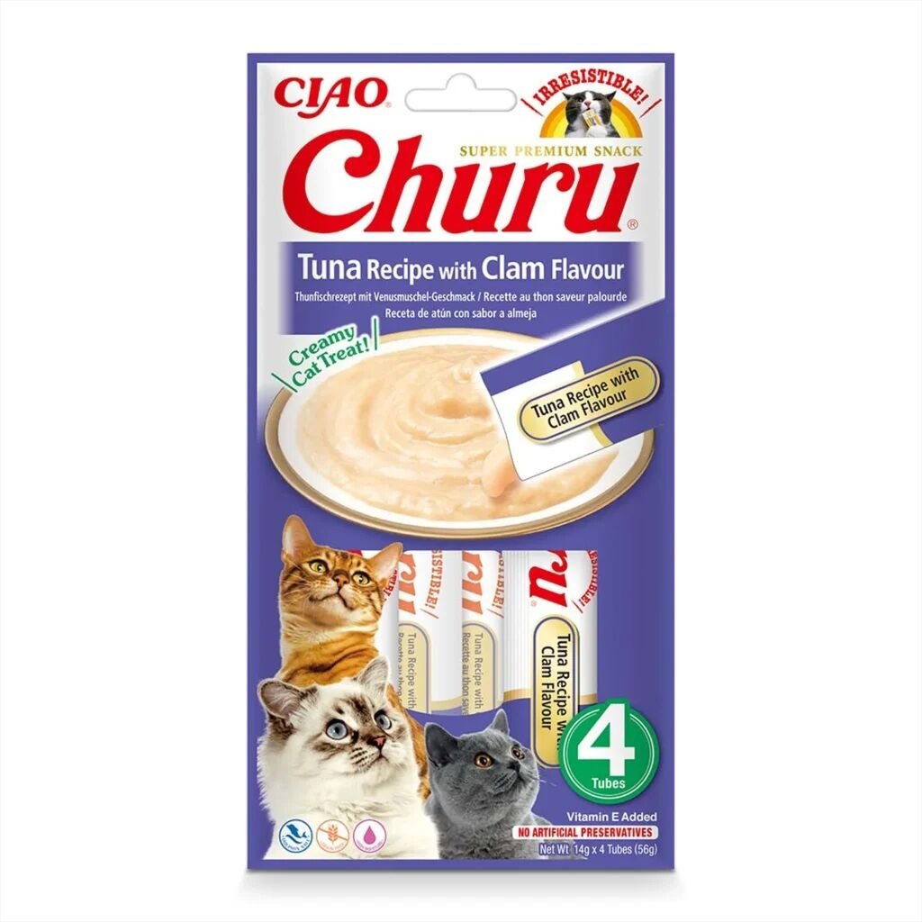 Churu Creamy Tuna & Clam krēms kaķiem ar tunci un gliemenēm 14 g N4