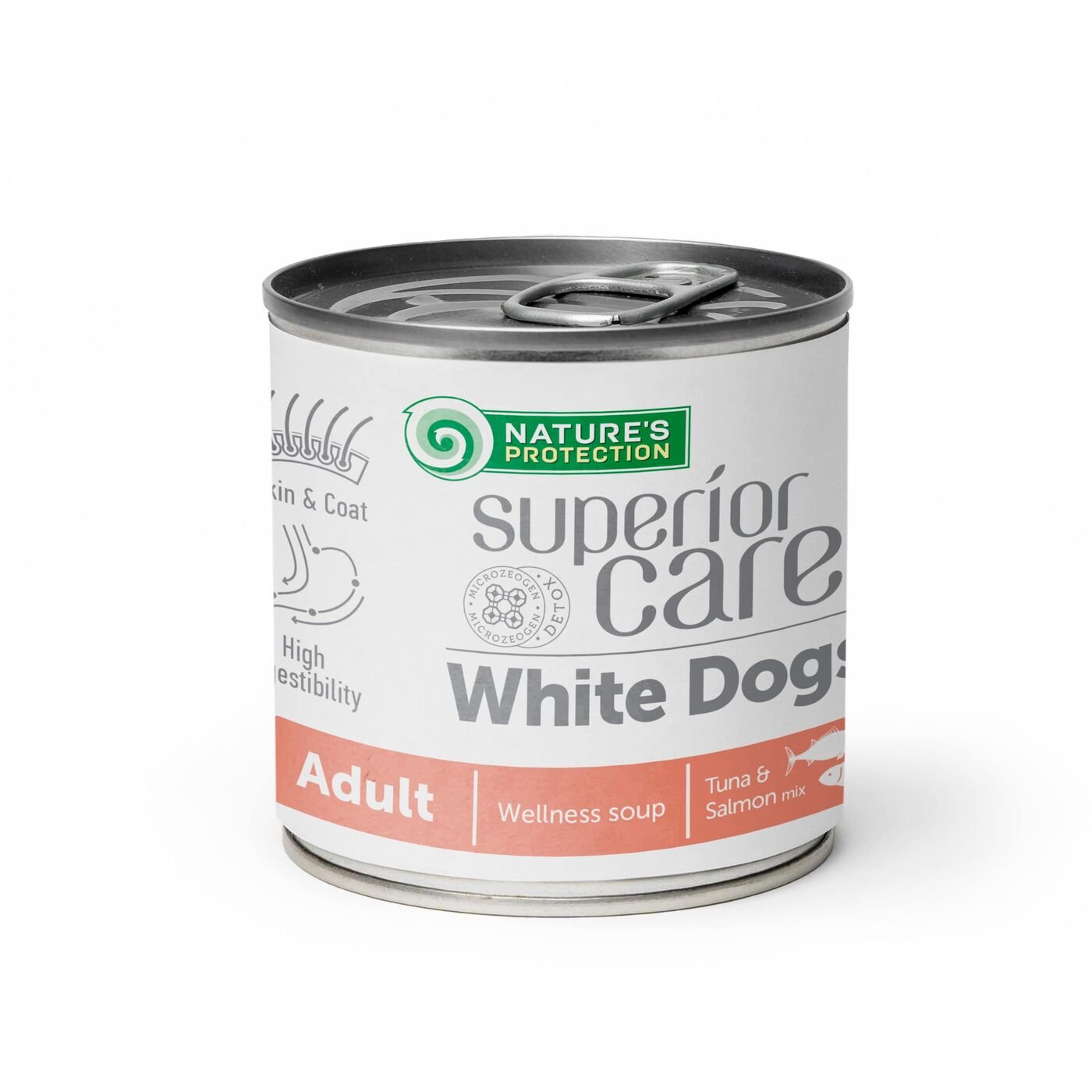 Nature's Protection Superior Care White Dogs zupa suņiem ar lasi un tunci 140 ml
