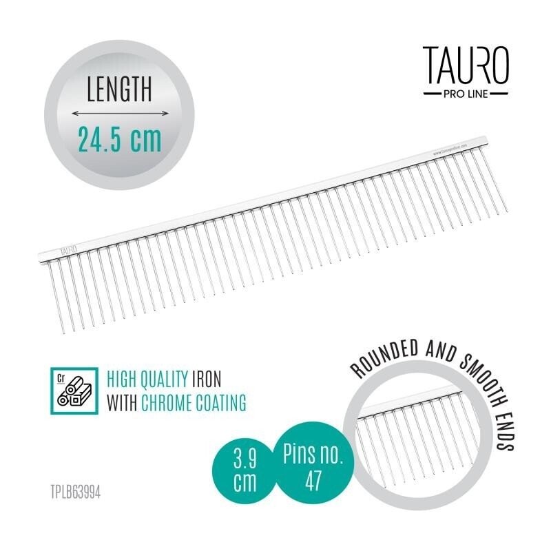 Tauro Pro Line savēlumu ķemme suņiem un kaķiem L 24.5 cm