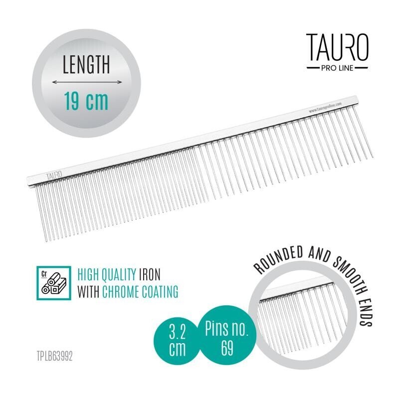 Tauro Pro Line savēlumu ķemme suņiem un kaķiem M 19 cm