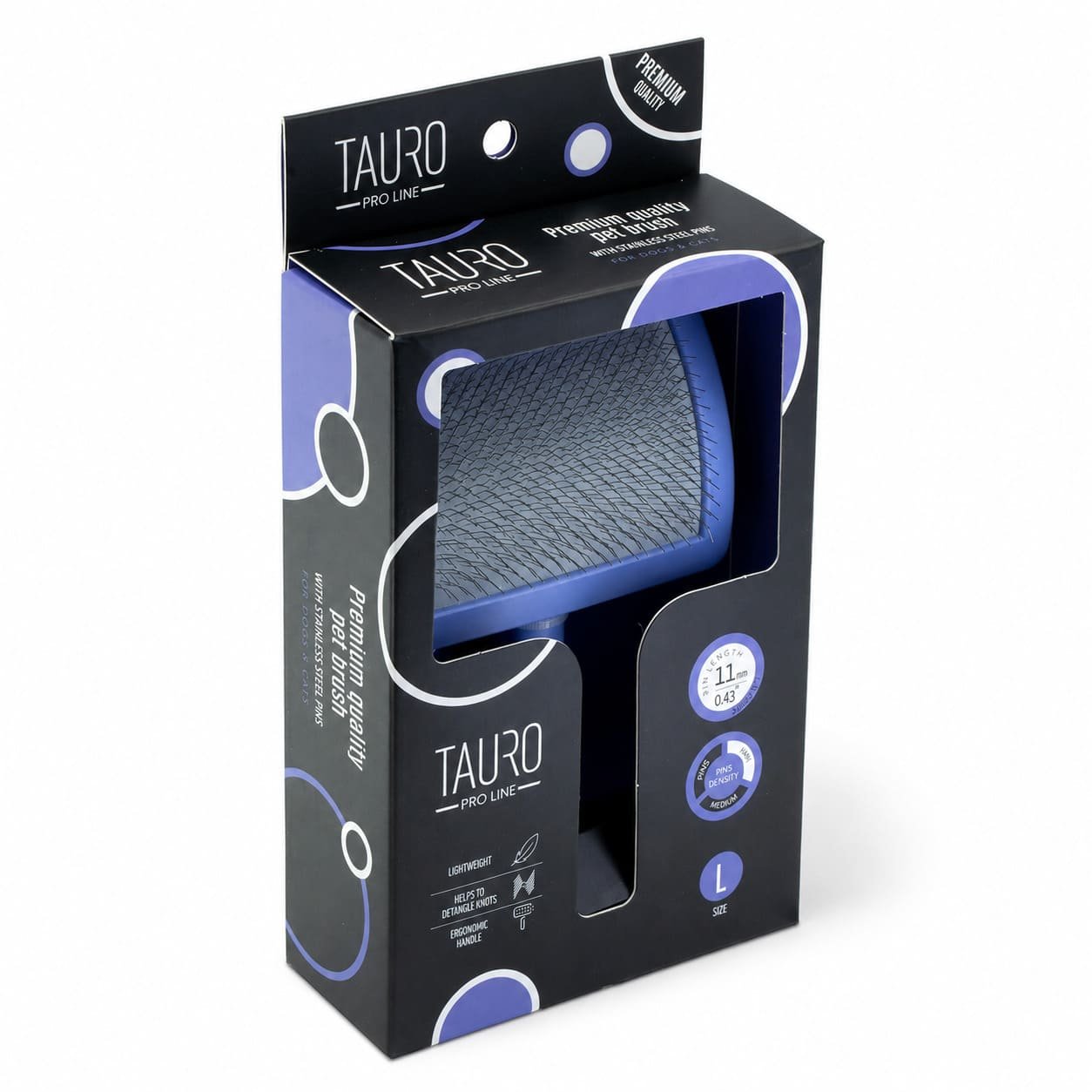 Tauro Pro Line pavilnas ķemme suņiem un kaķiem ar mīkstiem zariem 11 mm