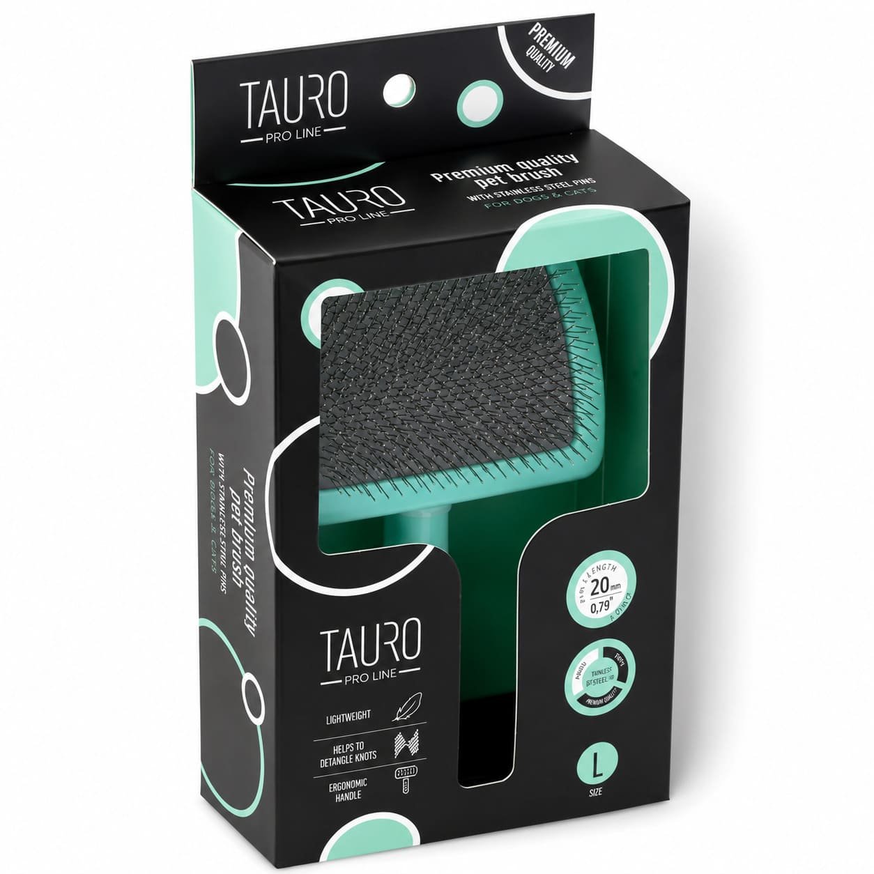 Tauro Pro Line pavilnas ķemme suņiem un kaķiem ar cietiem zariem 20 mm